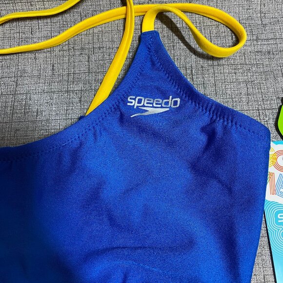 Speedo Women's Women's Color Blocked Tie Back Bikini Top. Sz Large - Picture 4 of 6